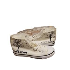 Hand Painted Anime Shoes , Canvas Sneaker High Top Casual Walking Shoes US 11